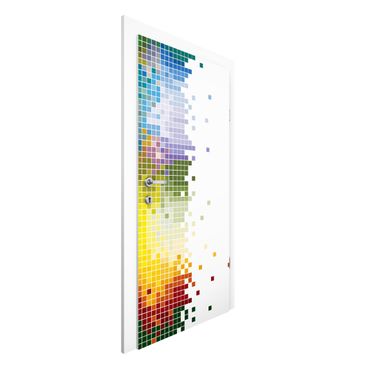 Türtapete - Farbenfrohe Pixel