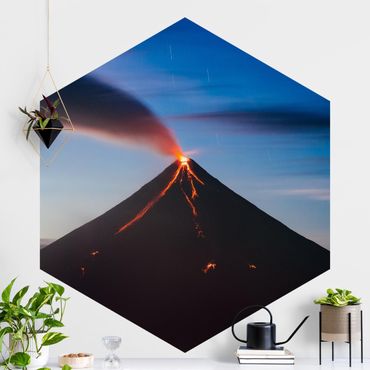 Hexagon Fototapete selbstklebend - Vulkan