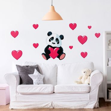 Wandtattoo - Panda mit Herzen