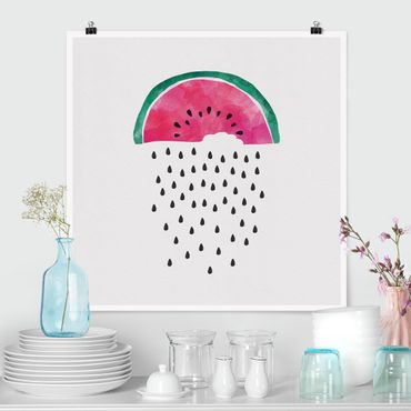 Poster - Wassermelonen Regen - Quadrat 1:1