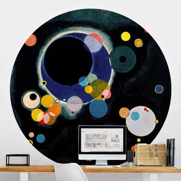 Runde Tapete selbstklebend - Wassily Kandinsky - Skizze Kreise