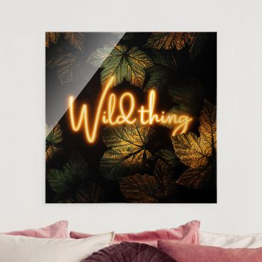 Glasbild - Wild Thing goldene Blätter - Quadrat 1:1