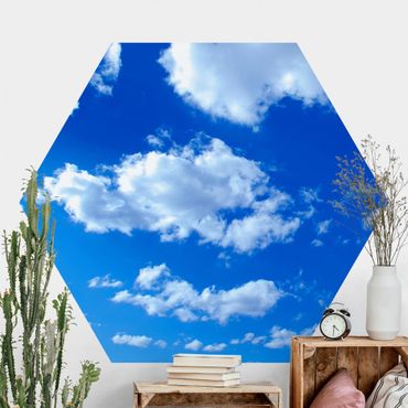 Hexagon Mustertapete selbstklebend - Wolkenhimmel
