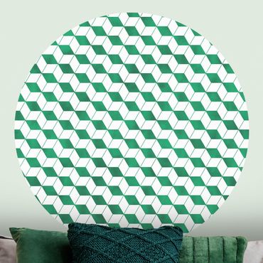 Runde Tapete selbstklebend - Würfel Muster in 3D