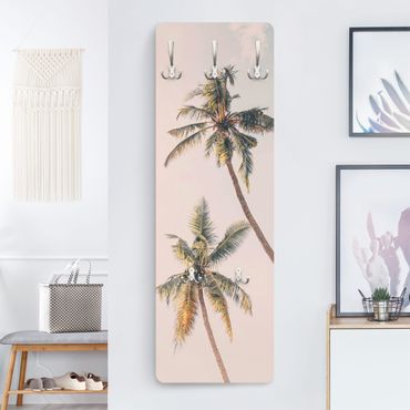 Wandgarderobe - Zwei Palmen vor rosanem Himmel