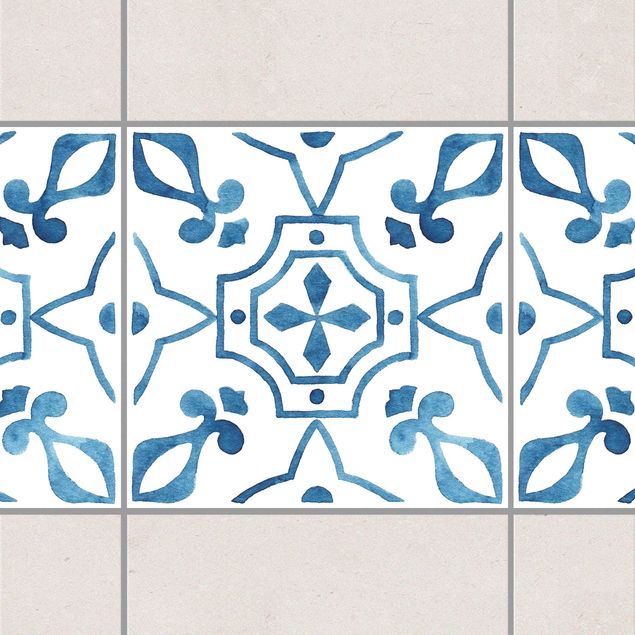 Küche Dekoration Muster Blau Weiß Serie No.9