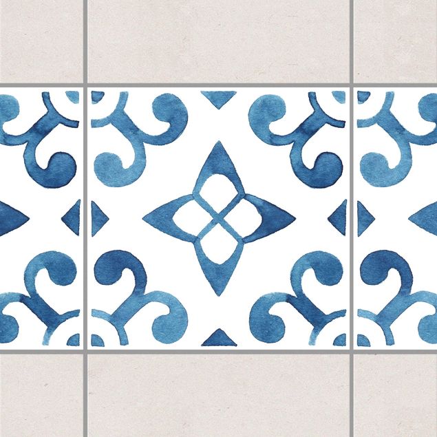 Küchen Deko Muster Blau Weiß Serie No.5