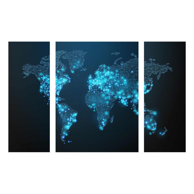 Weltkarte Glasbild Connected World Weltkarte