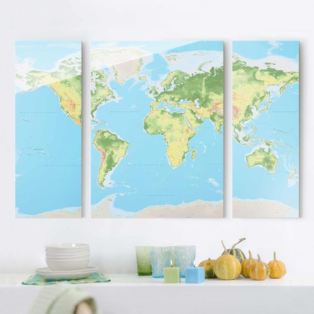 Wanddeko Küche Physische Weltkarte