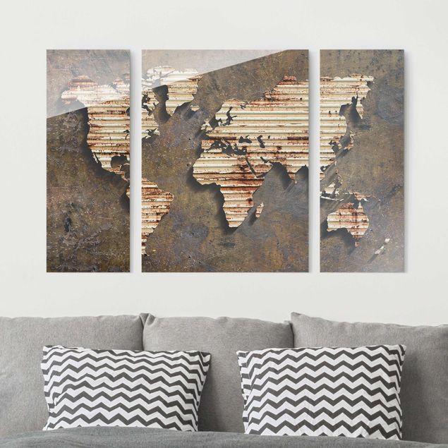 Wanddeko Küche Rost Weltkarte