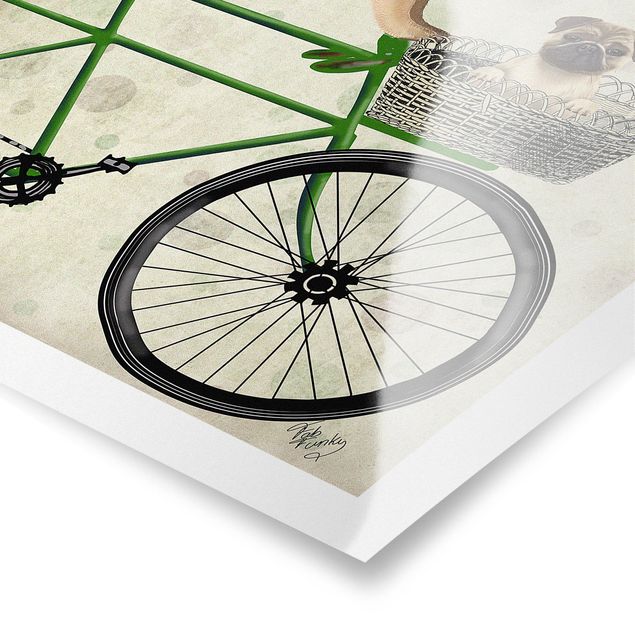 Wandbilder Modern Radtour - Möpse auf Fahrrad