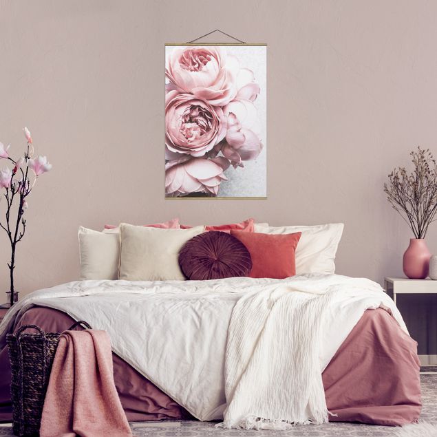 Wandbilder Floral Rosa Pfingstrosenblüten Shabby Pastell