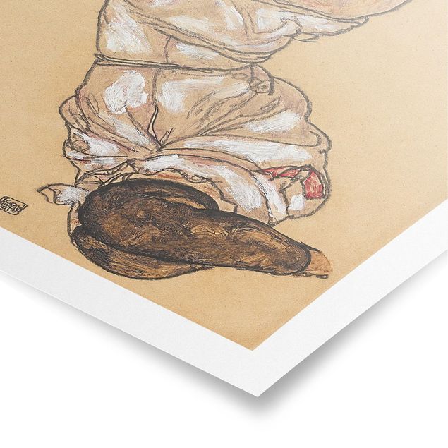 Poster Kunstdruck Egon Schiele - Weiblicher Torso in Unterwäsche