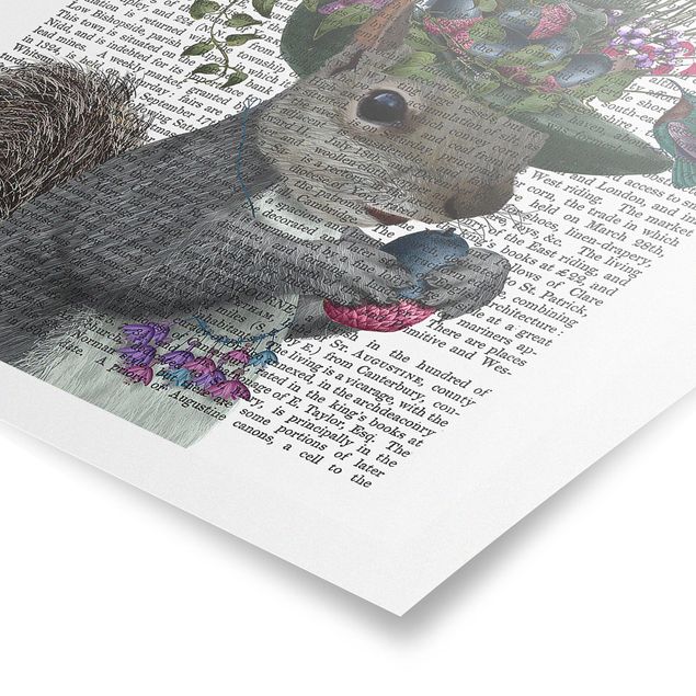 Wandbilder Bunt Vogelfänger - Eichhörnchen mit Eicheln