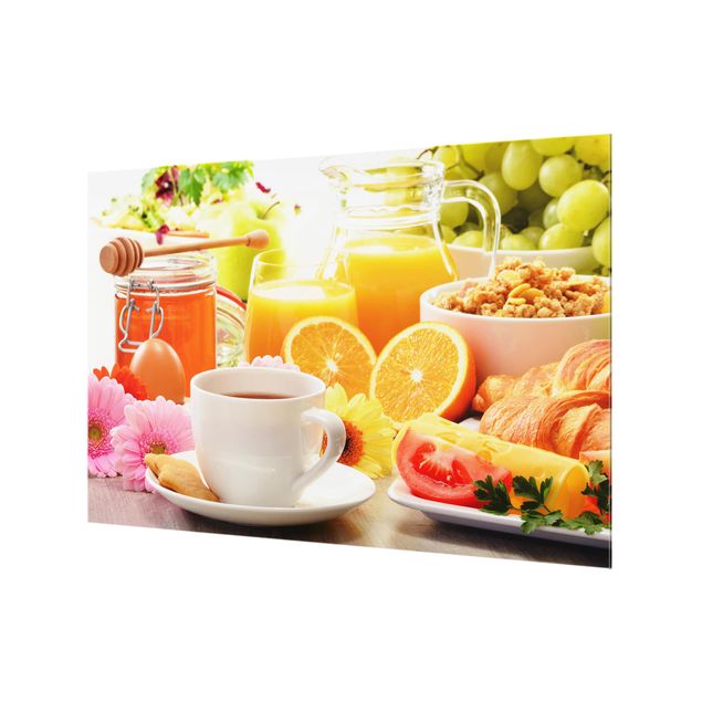 Spritzschutz Glas - Sommerlicher Frühstückstisch - Querformat - 3:2
