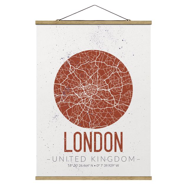 Wandbilder Weltkarten Stadtplan London - Retro