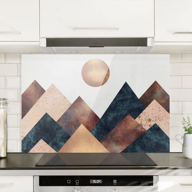 Küchen Deko Geometrische Berge Bronze