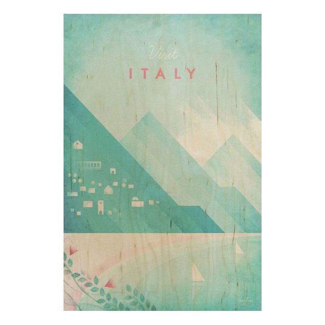 Holzbilder Landschaften Reiseposter - Italien