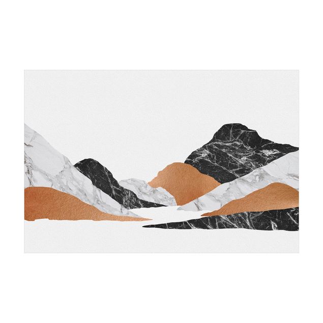 Teppich abstrakt Landschaft in Marmor und Kupfer II