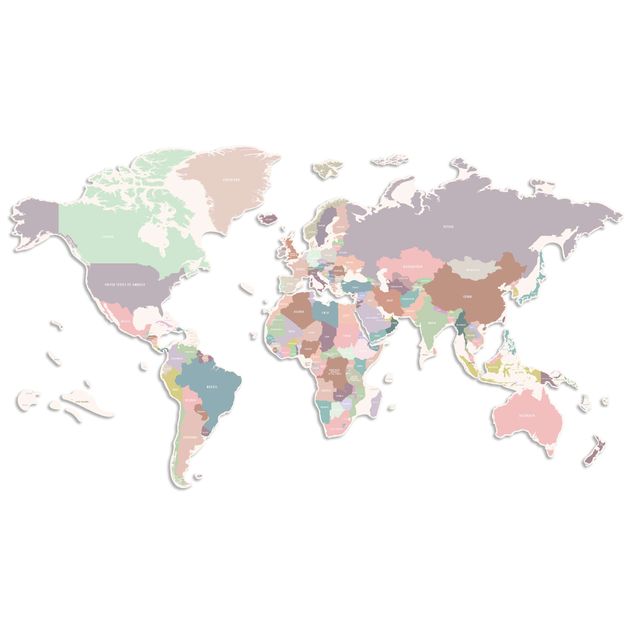Deko Kinderzimmer Weltkarte mit Ländern