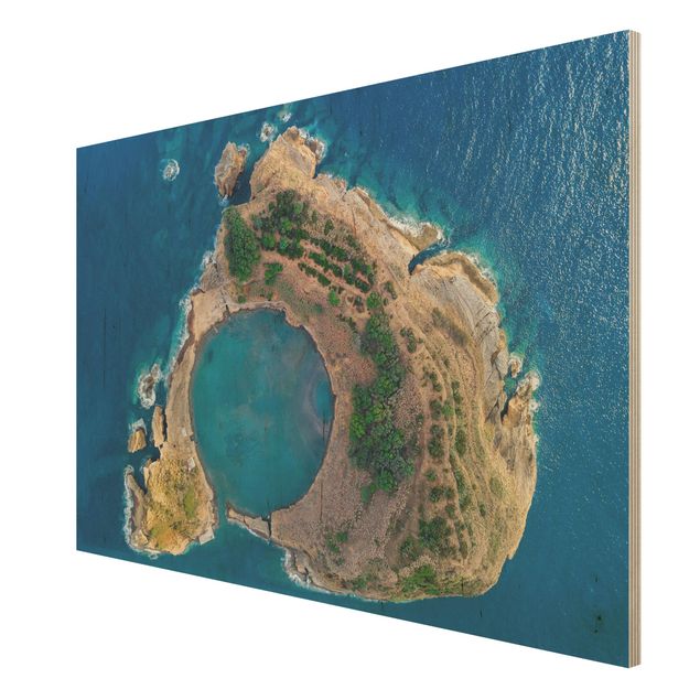 Holzbild maritim Luftbild - Die Insel Vila Franca do Campo