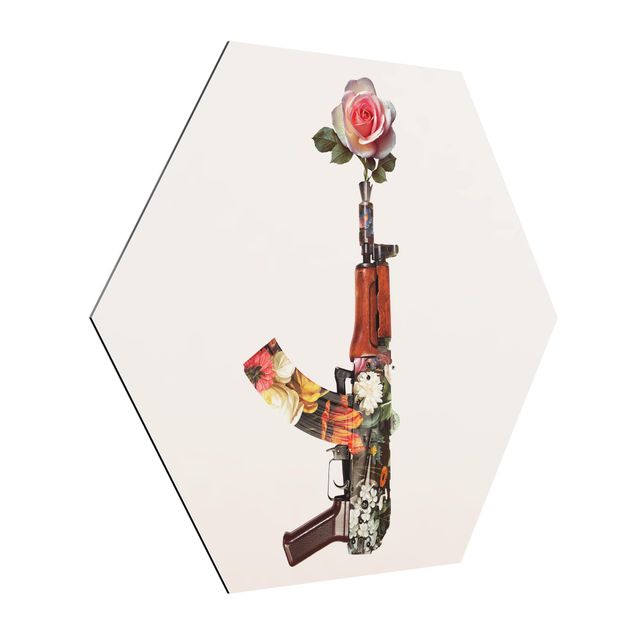 Wandbilder Kunstdrucke Waffe mit Rose