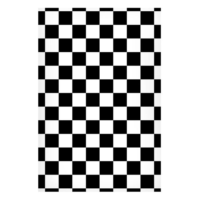 Magnettafel - Geometrisches Muster Schachbrett Schwarz Weiß - Hochformat 2:3