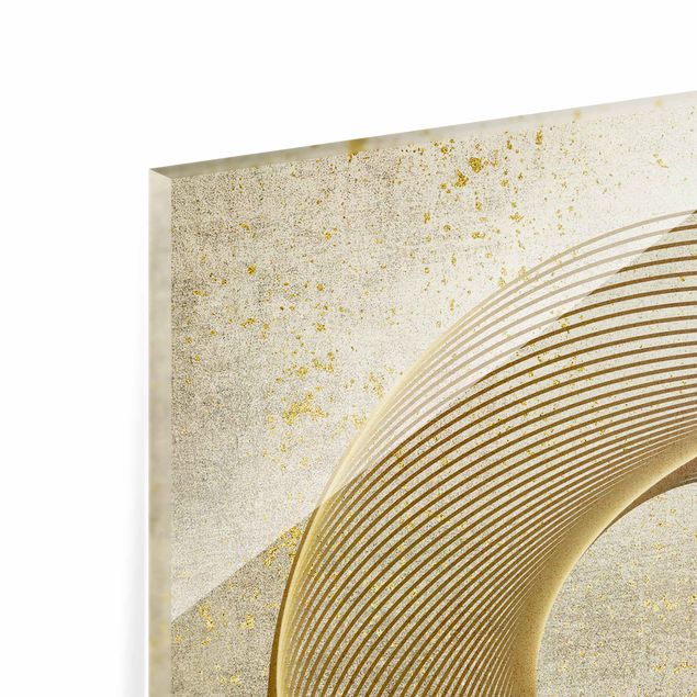 Spritzschutz Glas - Line Art Kreisspirale Gold - Quadrat 1:1