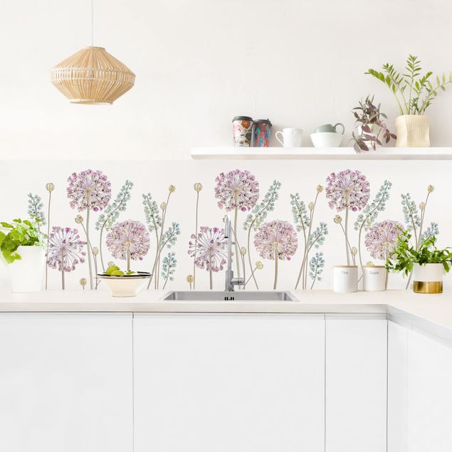 Küchenrückwände Blumen Allium Illustration I