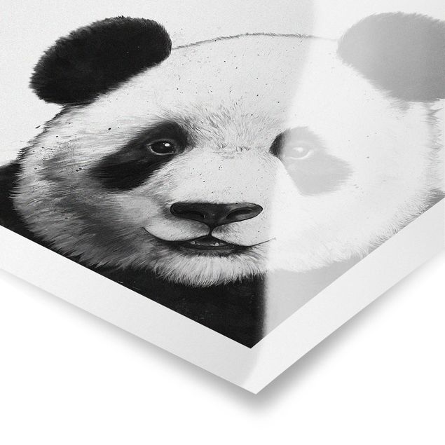 Poster Tiere Illustration Panda Schwarz Weiß Malerei