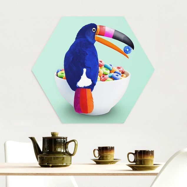 Wandbilder Kunstdrucke Frühstück mit Tukan