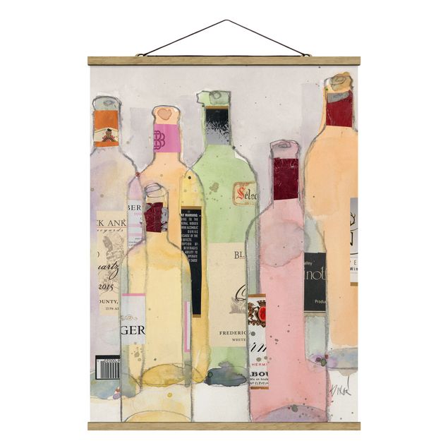 Stoffbilder Weinflaschen in Wasserfarbe I