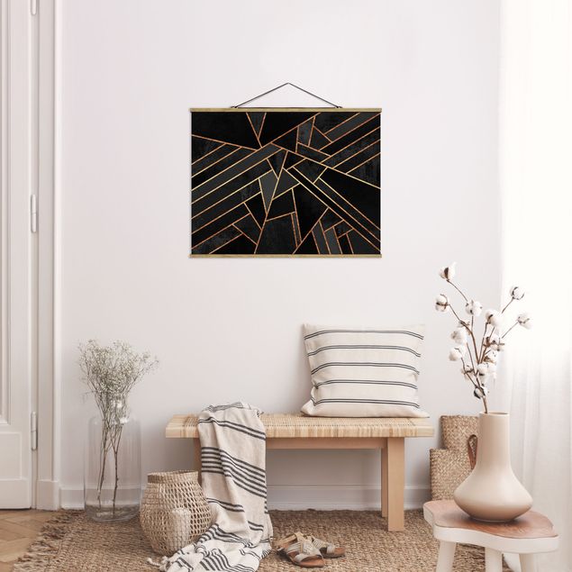 Wandbilder Muster Schwarze Dreiecke Gold
