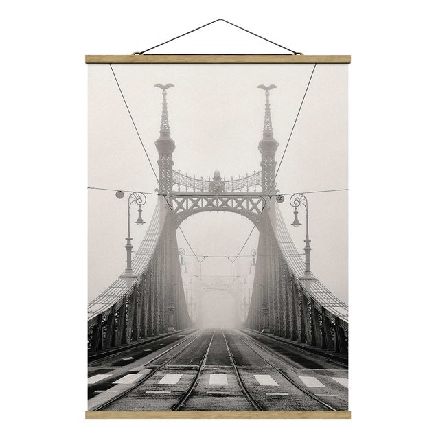 Wandbilder Schwarz-Weiß Brücke in Budapest