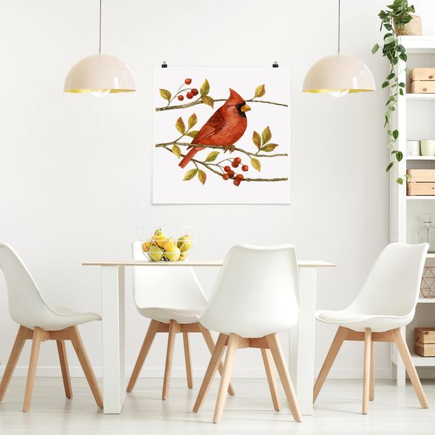 Küche Dekoration Vögel und Beeren - Rotkardinal