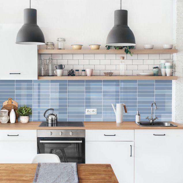 Küchenrückwände Fliesenoptik Metro Fliesen - Hellblau