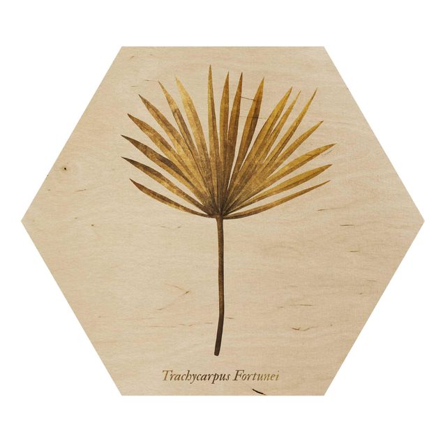 Bilder auf Holz Gold - Palmenblatt