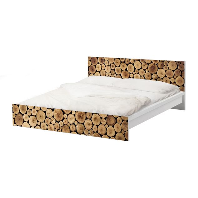Möbelfolie für IKEA Malm Bett niedrig 180x200cm - Klebefolie Homey Firewood