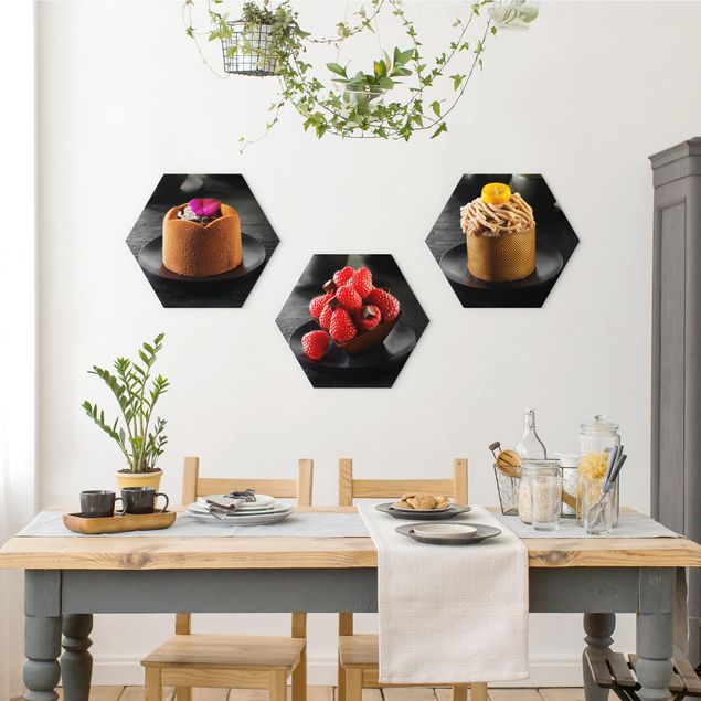 Wandbilder Früchte Schokoladentörtchen mit Himbeeren