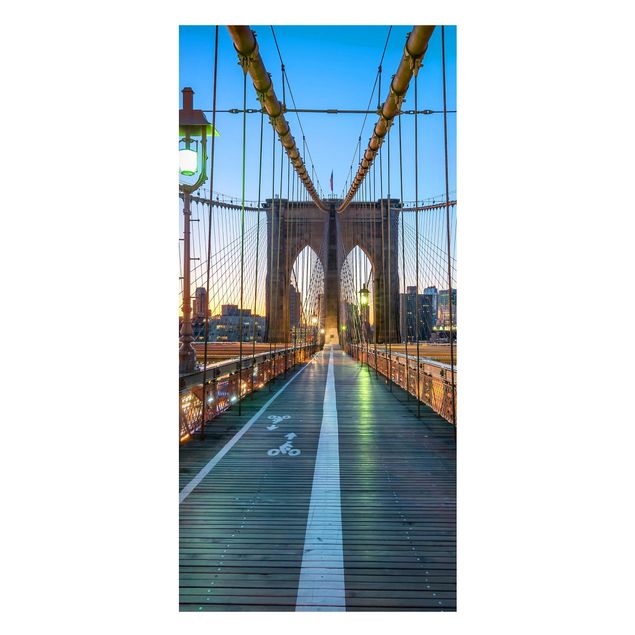 Magnettafel - Morgenblick von der Brooklyn Bridge - Panorama Hochformat