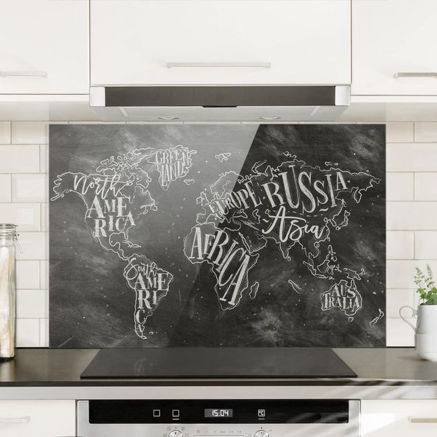Küche Dekoration Kreide Weltkarte
