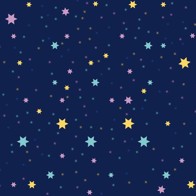 Folie für Schränke Nachthimmel Kindermuster mit bunten Sternen
