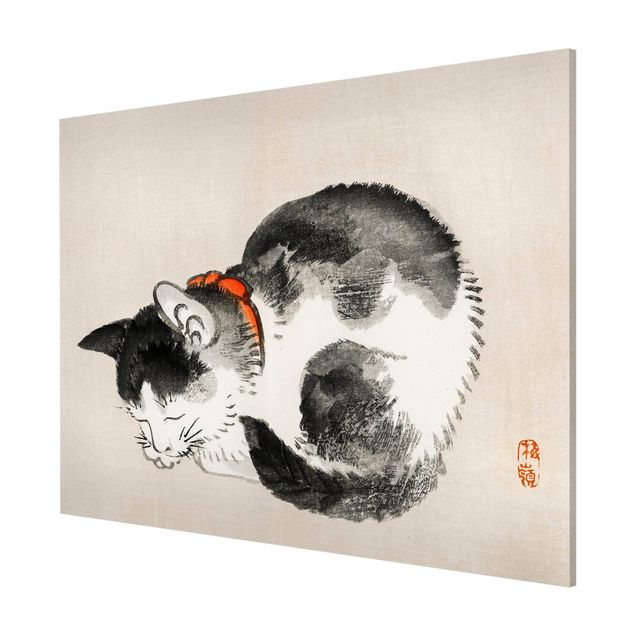 Magnettafel Tiere Asiatische Vintage Zeichnung Schlafende Katze