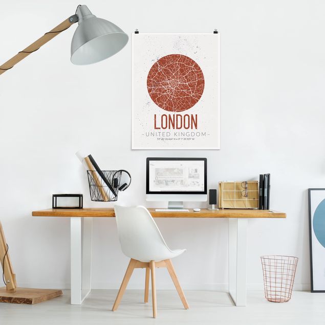 Weltkarte Poster Stadtplan London - Retro