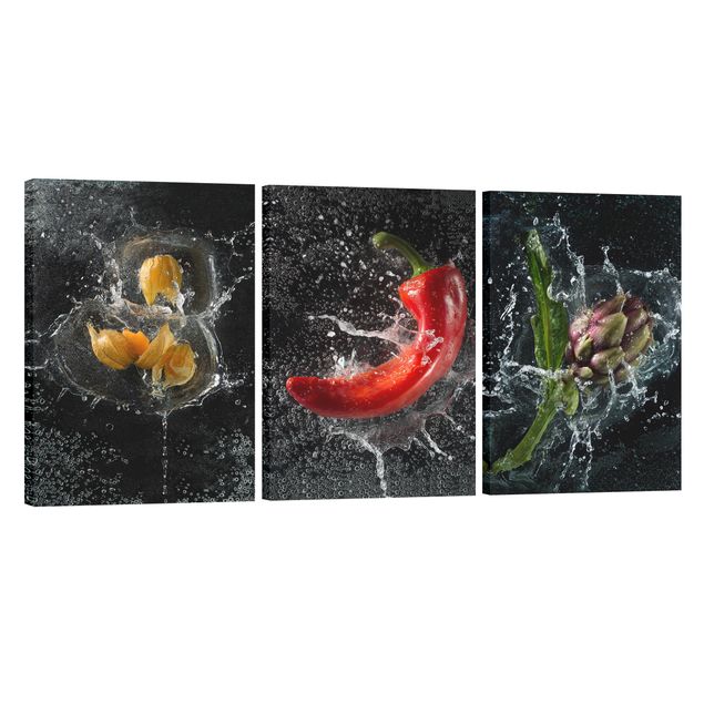 Wandbilder Gemüse Paprika Artischocke Physalis Splash