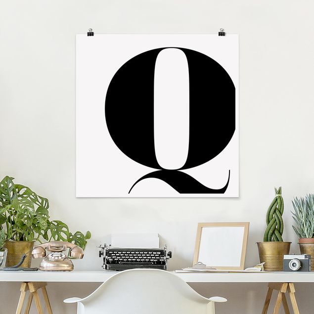 Poster schwarz-weiß Antiqua Letter Q