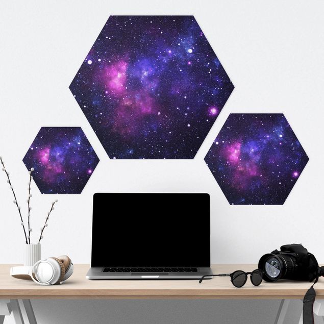 Hexagon Bild Alu-Dibond - Galaxie
