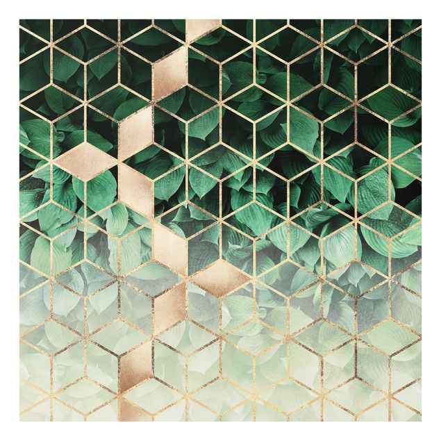 Fredriksson Bilder Grüne Blätter goldene Geometrie
