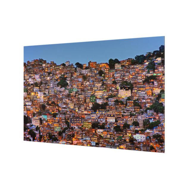 Spritzschutz Glas - Rio de Janeiro Favela Sonnenuntergang - Querformat - 3:2