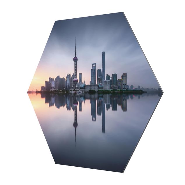 Bilder Hexagon Shanghai Skyline Morgenstimmung